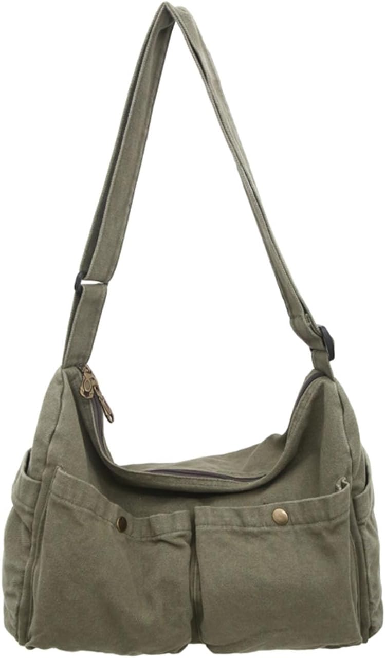 KBTYE Store Canvas Messenger Bag Cute Crossbody Tote Bag Shoulder for Women Men for School Aesthetic Hobo with Multiple Pockets - Image 1